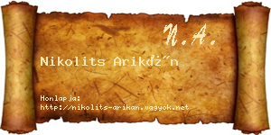 Nikolits Arikán névjegykártya